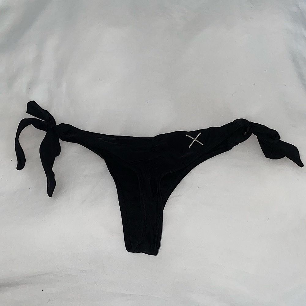 Black Boutine LA Scrunch Thong Side Tie Bikini Bottoms Size S